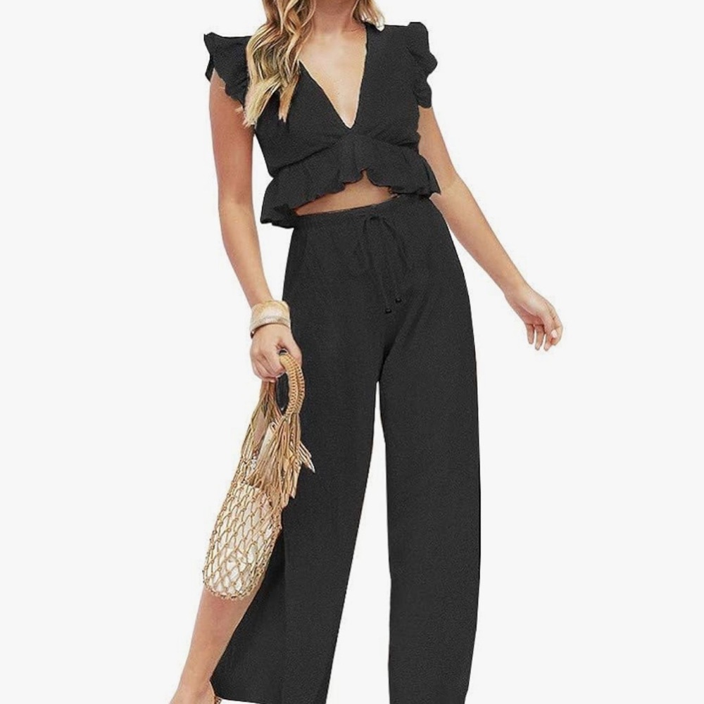 Fancyinn Black Ruffled Jumpsuit